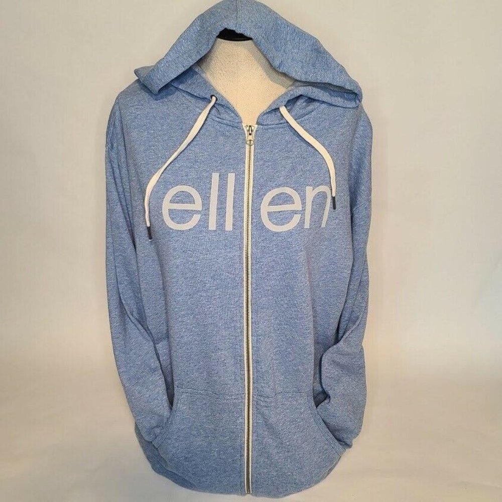 Ellen DeGeneres Full Zip Hoodie Size XL Light Blue